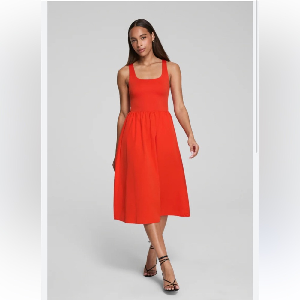 SPANX Red Sleeveless Midi Dress